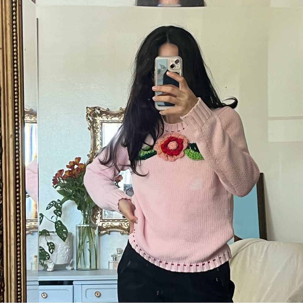 Pink coquette Rose sweater